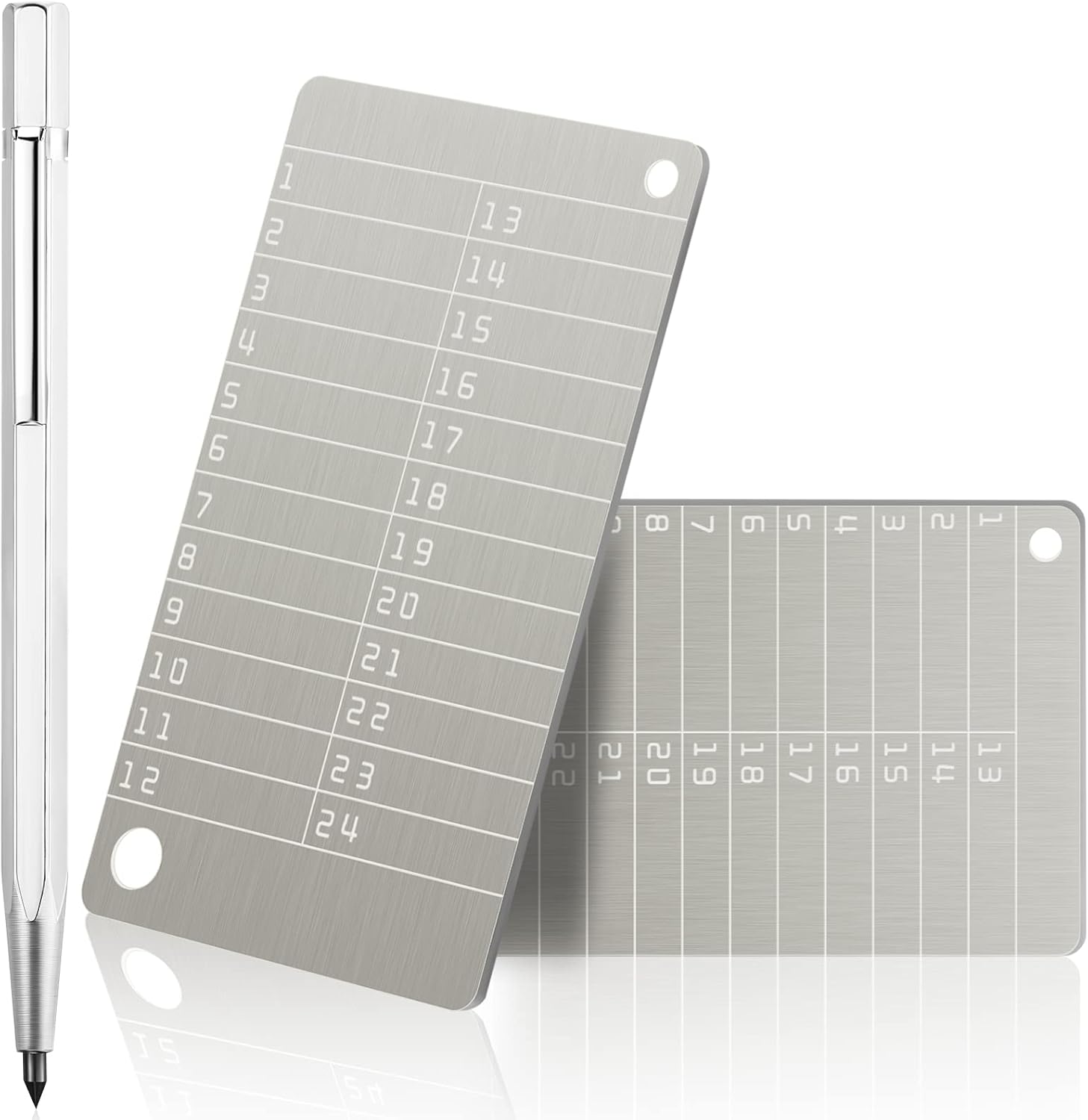 Hotop 2 Pcs Crypto Wallets and 1 Pcs Metal Plate Marking Pen, Cryptocurrency Wallets for Hardware Cold Backups Seed Storage for Bitcoin Compatible with Bip39 Hardware(Metallic)