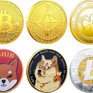 6 Pack Collectible Bitcoin Ethereum Dogecoin Shiba Litecoin Ripple Commemorative Coins, 3mm Limited Edition Cryptocurrency Coin BTC EHT DOGE SHIB XRP LTC Physical Tokens for Gift with Protective Case 6 Pack Collectible Bitcoin Ethereum Dogecoin Shiba Litecoin Ripple Commemorative Coins, 3mm Limited Edition Cryptocurrency Coin BTC EHT DOGE SHIB XRP LTC Physical Tokens for Gift with Protective Case